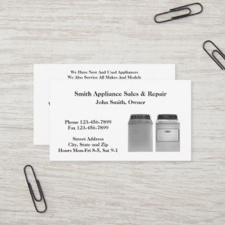 Appliance Sales and Repair Service Business Card