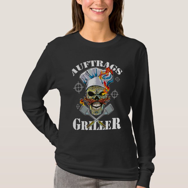 Application Griller Skull Chef Skeleton Master Gri T-Shirt (Front)