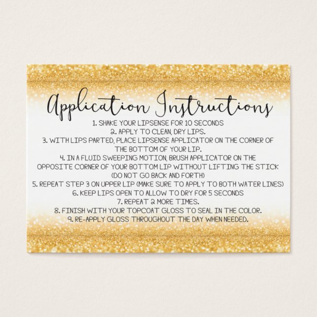 Application Instructions Card (Front)