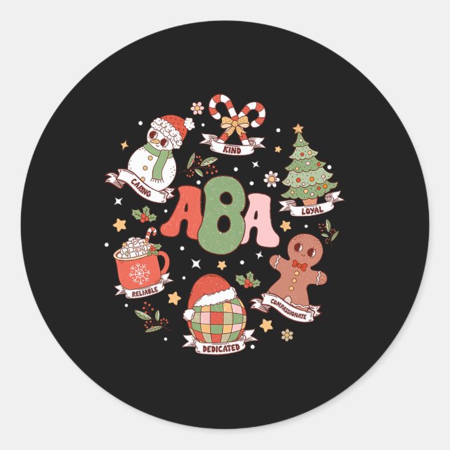 Applied Behaviour Analyst Teacher Xmas School Psyc Classic Round Sticker (Front)