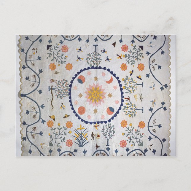 Applique quilt with Sun, Moon, Stars Postcard (Front)