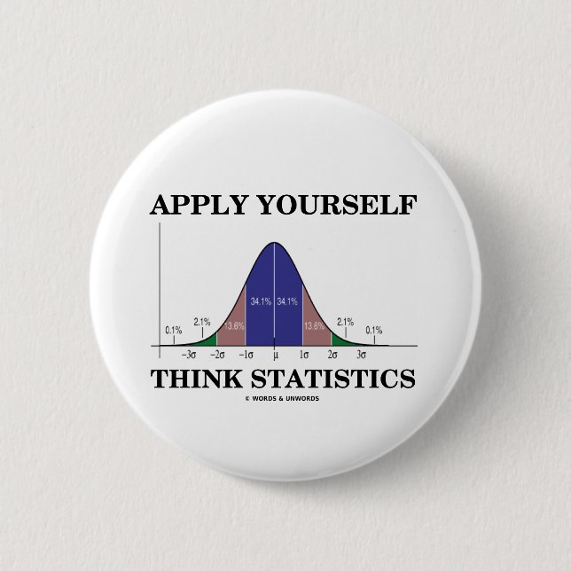Apply Yourself Think Statistics (Bell Curve) 6 Cm Round Badge (Front)