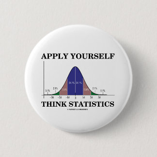 Apply Yourself Think Statistics (Bell Curve) 6 Cm Round Badge