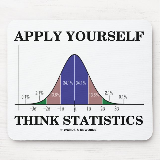 Apply Yourself Think Statistics (Bell Curve) Mouse Mat (Front)