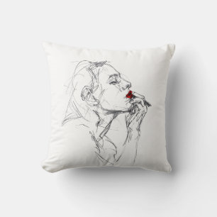 Applying Red Lipstick Cushion