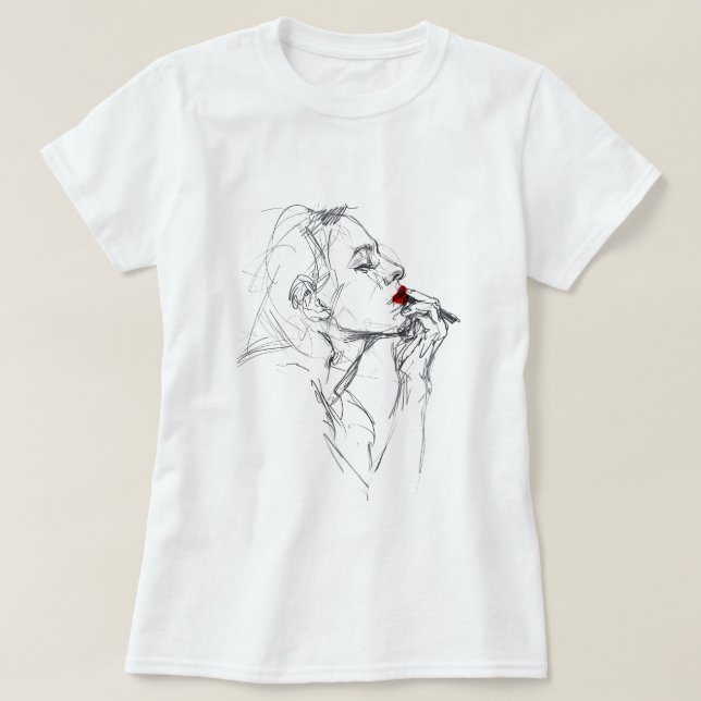 Applying Red Lipstick T-Shirt (Design Front)