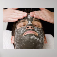 Applying skincare face mask with salt