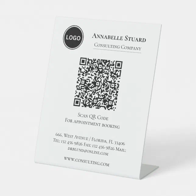 Appointment Booking QR code Professional Company Pedestal Sign | Zazzle