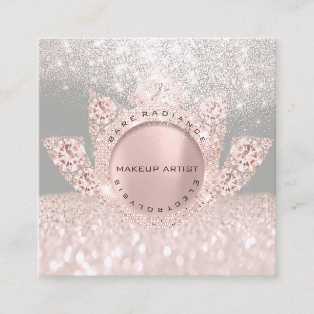 Appointment Card Electrolysis Rose Glitter Grey (Front)