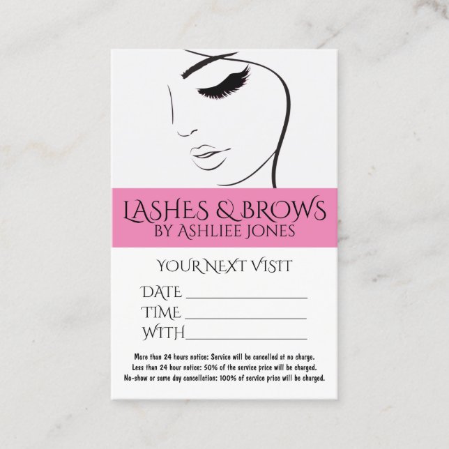 Appointment Card Eyebrows Eyelashes Salon (Front)
