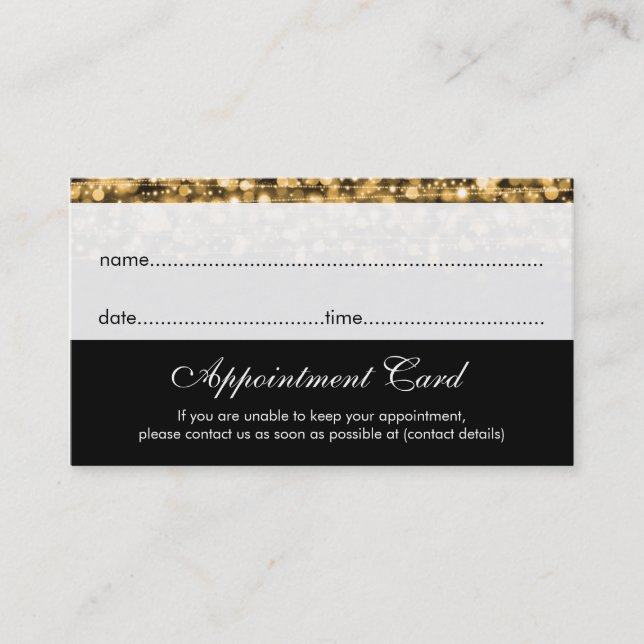 Appointment Card Gold Lights & Sparkles (Front)