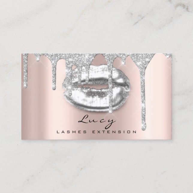 Appointment Card Lips Glitter Drips Makeup Grey (Front)