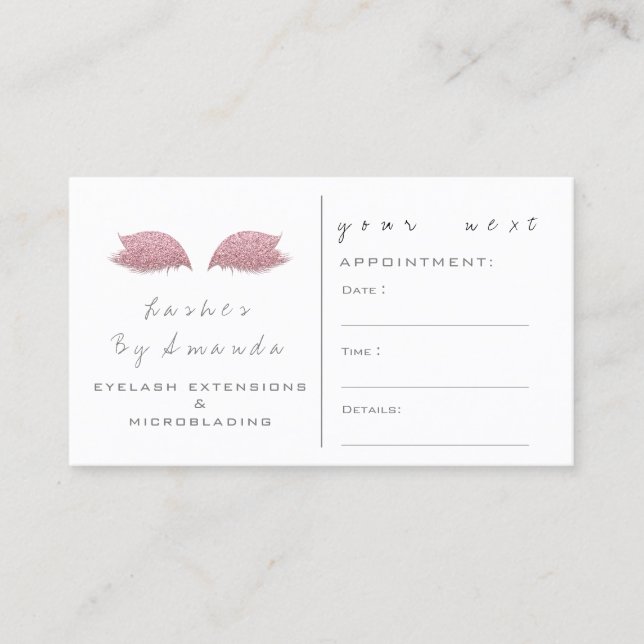 Appointment Card Makeup Artist Blush White Lashes (Front)
