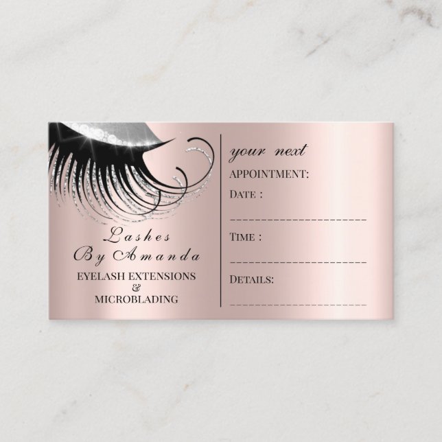 Appointment Card Makeup Artist Rose Lashes Grey (Front)
