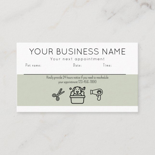 Appointment card professional dog grooming service (Front)