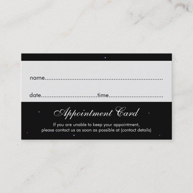 Appointment Card Purple Falling Stars (Front)