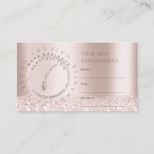 Appointment Card Rose Electrolysis Glitter Logo1 (Front)