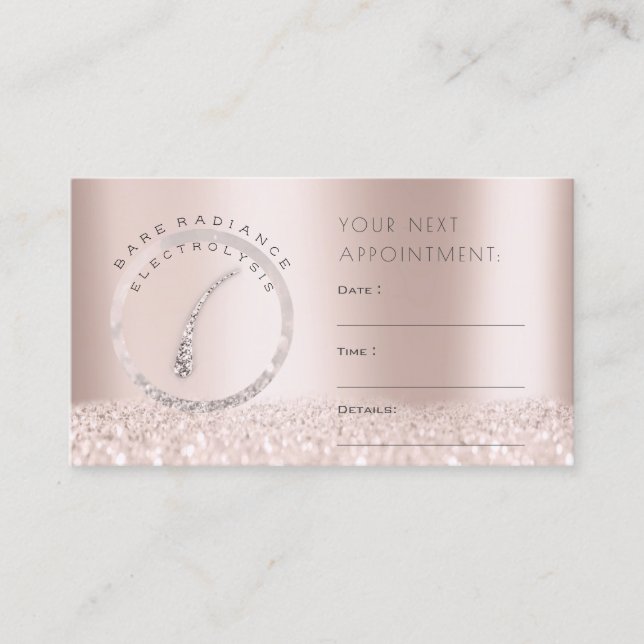 Appointment Card Rose Electrolysis Glitter Logo2 (Front)
