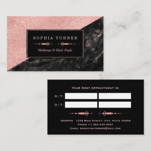 Appointment Card Rose Gold Marble Makeup Artist