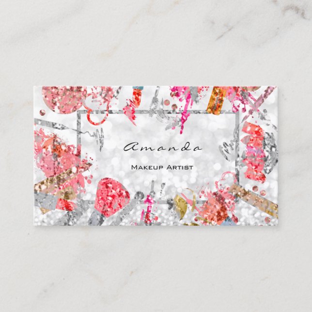 Appointment Card Silver Glitter Makeup Artist Lash (Front)