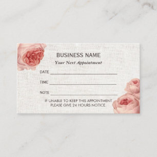 Appointment Card   Vintage Floral Linen Texture
