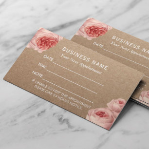 Appointment Card Vintage Floral Rustic Kraft