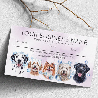 Appointment card watercolor dogs bubbles