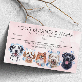 Appointment card watercolor dogs bubbles