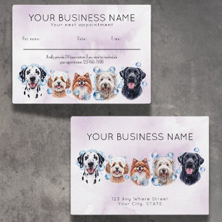 Appointment card watercolor dogs bubbles