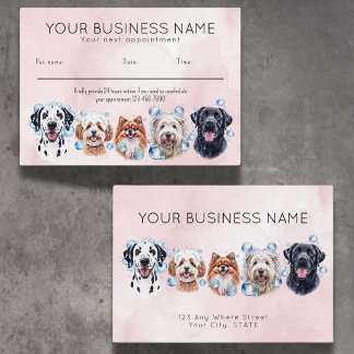 Appointment card watercolor dogs bubbles