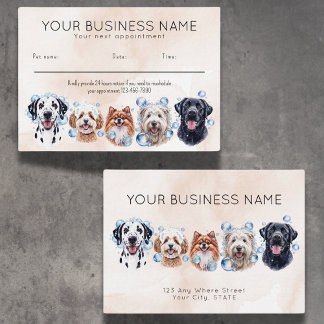 Appointment card watercolor dogs bubbles