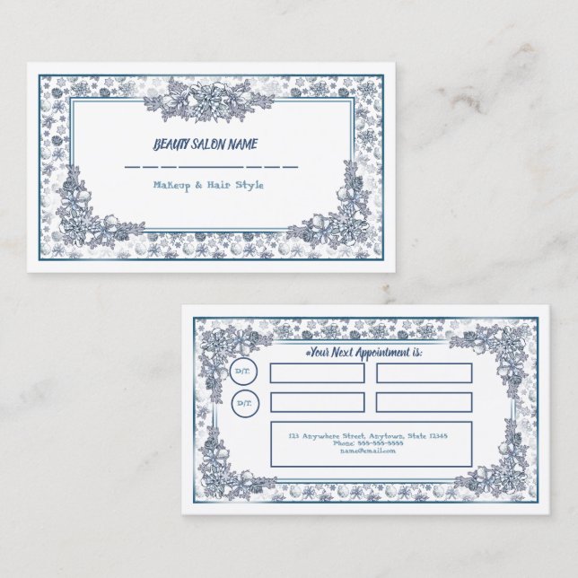 Appointment Card White Silver Christmas (Front/Back)