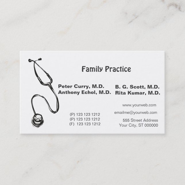 Appointment Nursing Stethoscope RN Doctor Medical Card (Front)