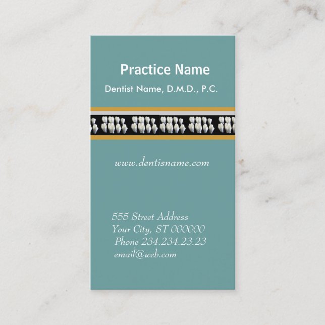 Appointment Odontology  Dental Care White Teeth Card (Front)