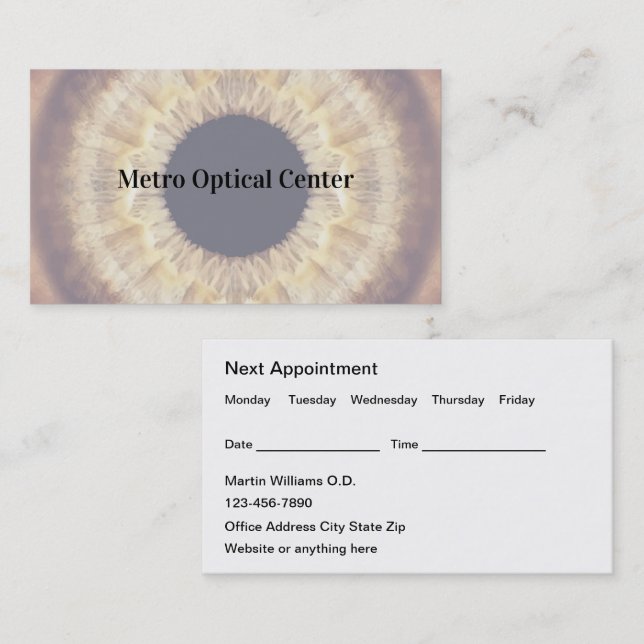 Appointment Optometrist Vision Care Business Card (Front/Back)
