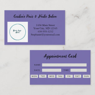 Appointment Purple Logo Hair Nail Business Card