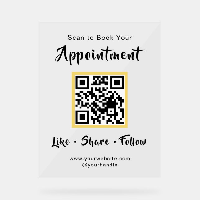 Appointment QR Branding Acrylic Sign (Front)