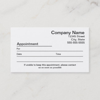 Appointment Reminder Business Card