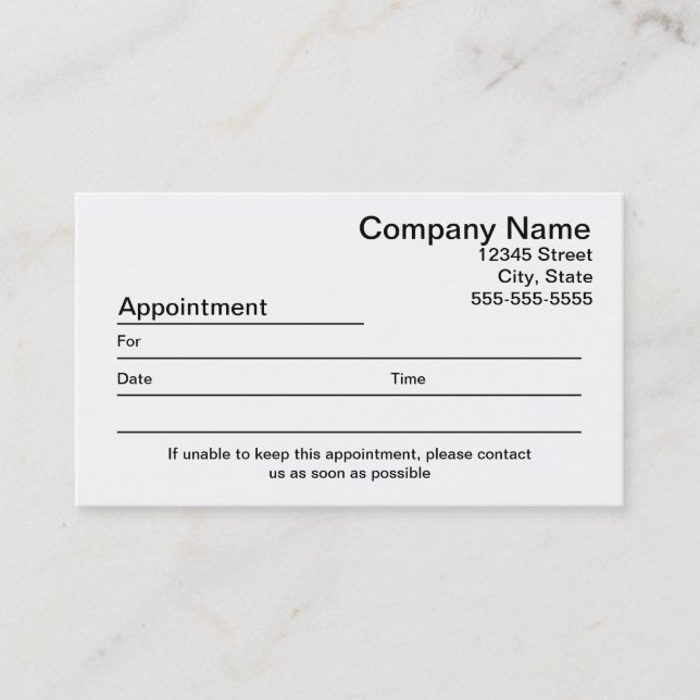 Appointment Reminder Business Card (Front)