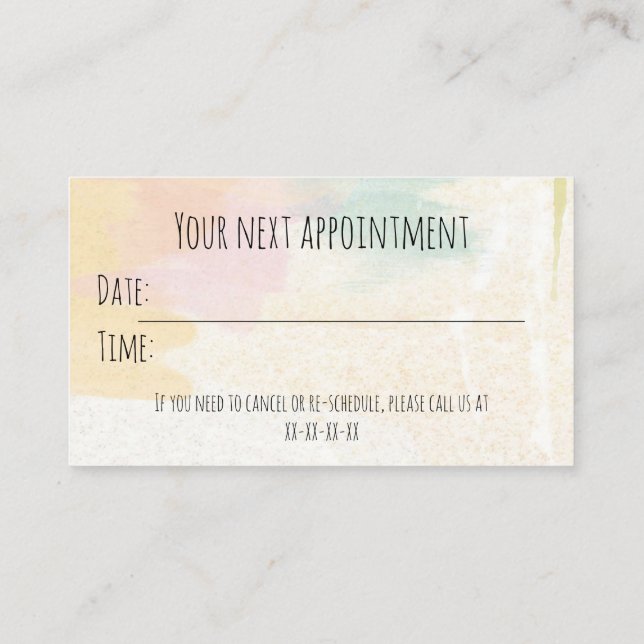 Appointment reminder business card (Back)
