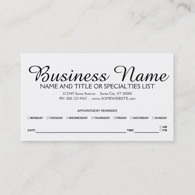 appointment reminder card (Front)