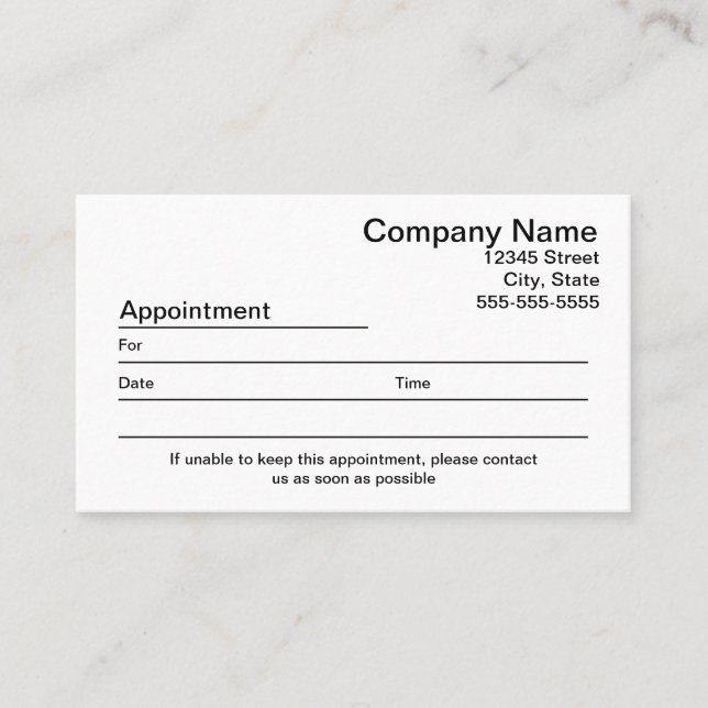 Appointment Reminder Card (Front)