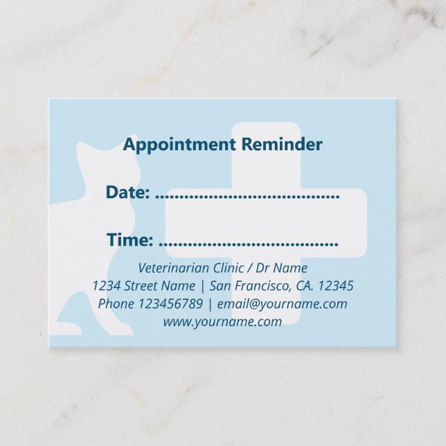 Appointment reminder cards for veterinarian (Front)