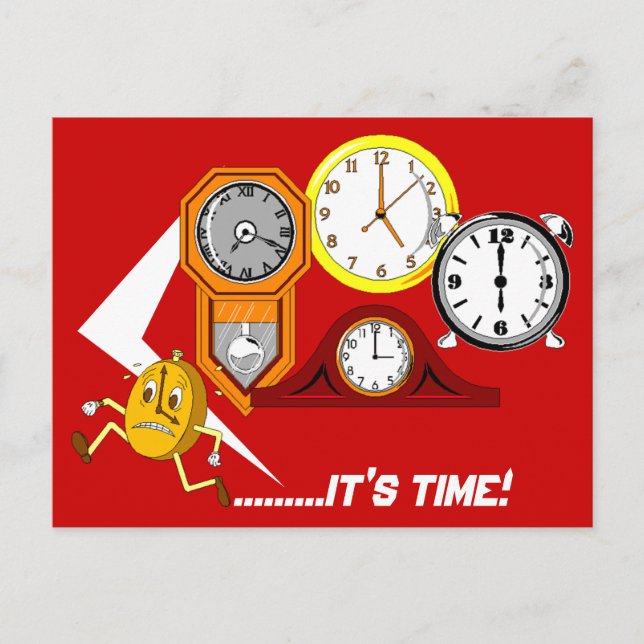 Appointment Reminder Clocks It's Time POSTCARD (Front)