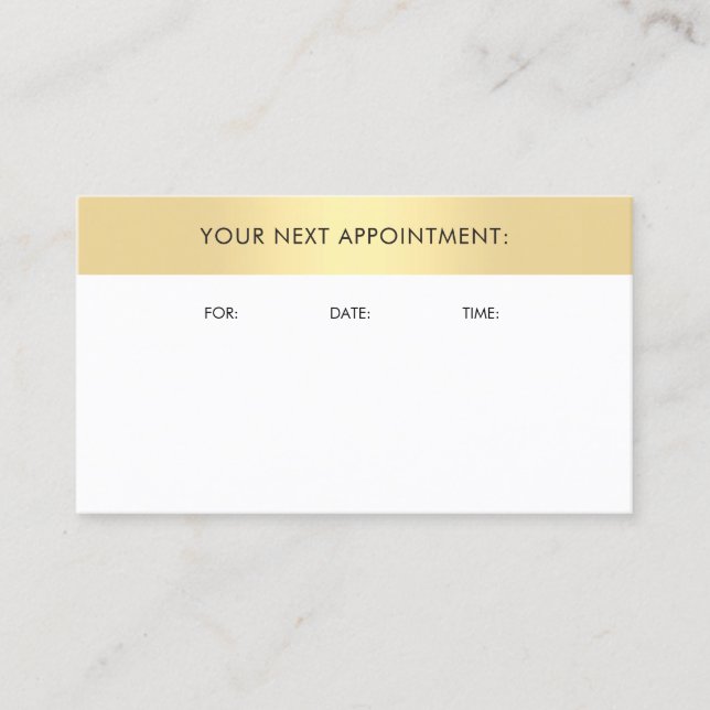 Appointment Reminder Creative Gold Look Template Card (Front)