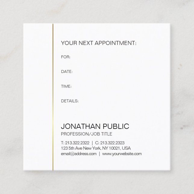 Appointment Reminder Doctor Dentist Gold Elegant (Front)