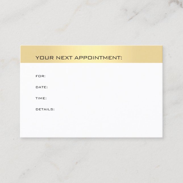 Appointment Reminder Gold Look Modern Template Card (Front)