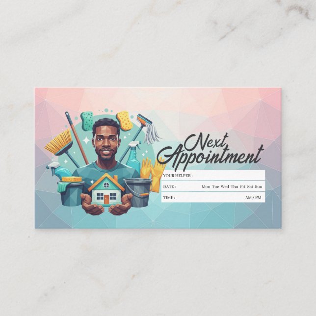 Appointment Reminder House Cleaning Housekeeping Business Card (Front)