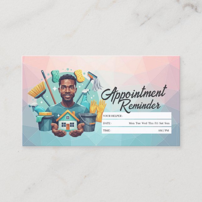 Appointment Reminder House Cleaning Housekeeping Business Card (Front)