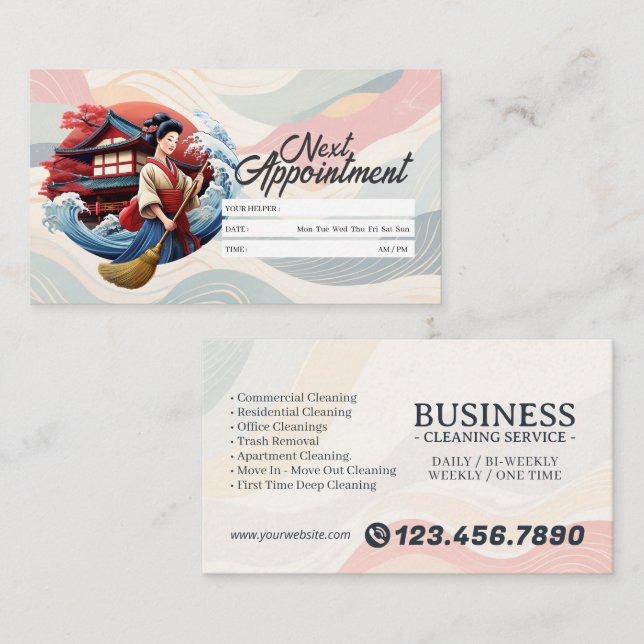 Appointment Reminder House Cleaning Housekeeping Business Card (Front/Back)